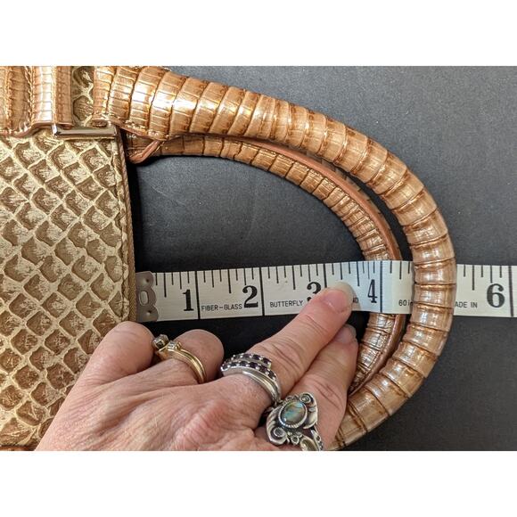 Beautiful Brahmin Duxbury Handbag Cream Gold Faux Snakeskin Satchel Crossbody - Picture 15 of 16